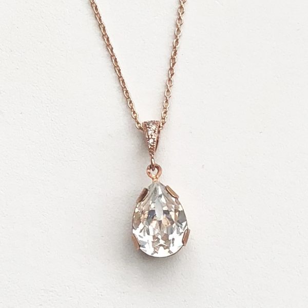 Victoria Rose Gold Necklace teardrop crystal