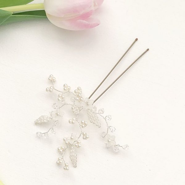Jessica Wedding Hair Pin with pearls and crystals