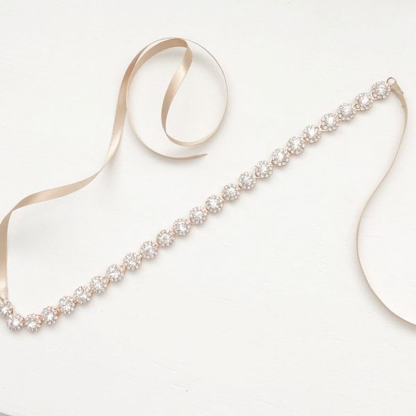Mia Rose Gold Belt with crystal and ribbon sash