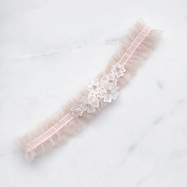 Blush Tulle Lace Garter