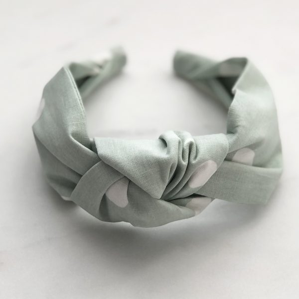 Knotted Headband Green Dotty