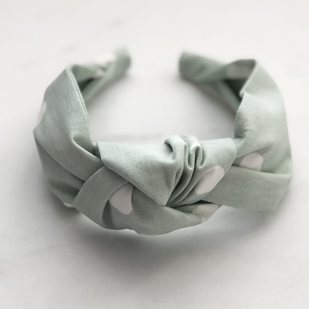 Knotted Headband Green Dotty