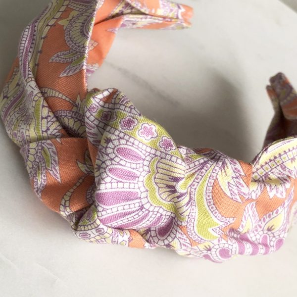 Knotted Headband Orange Print Mini