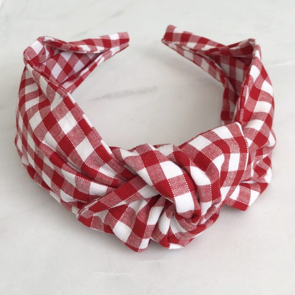 Knotted Headband Red Gingham