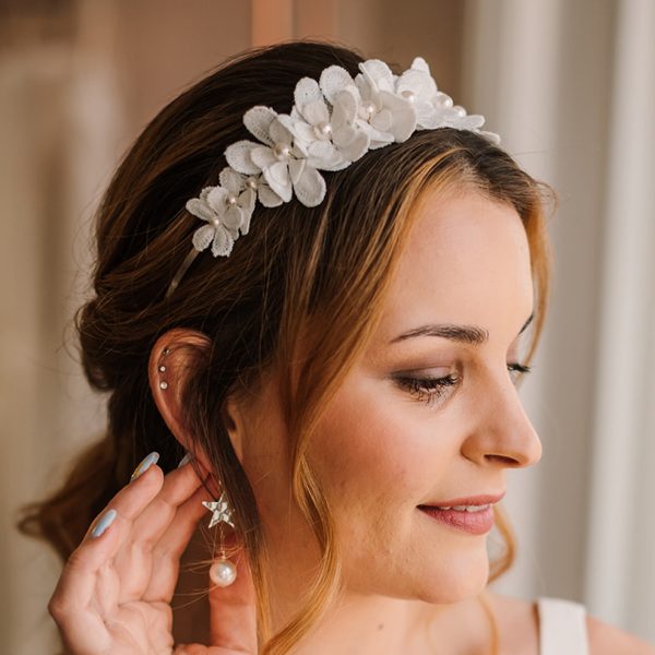 Lacey Flower Crown on model