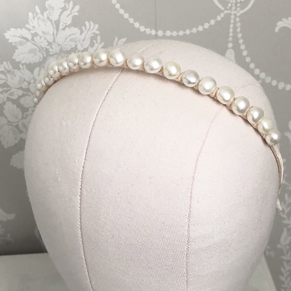 Margarite Pearl Headband on head