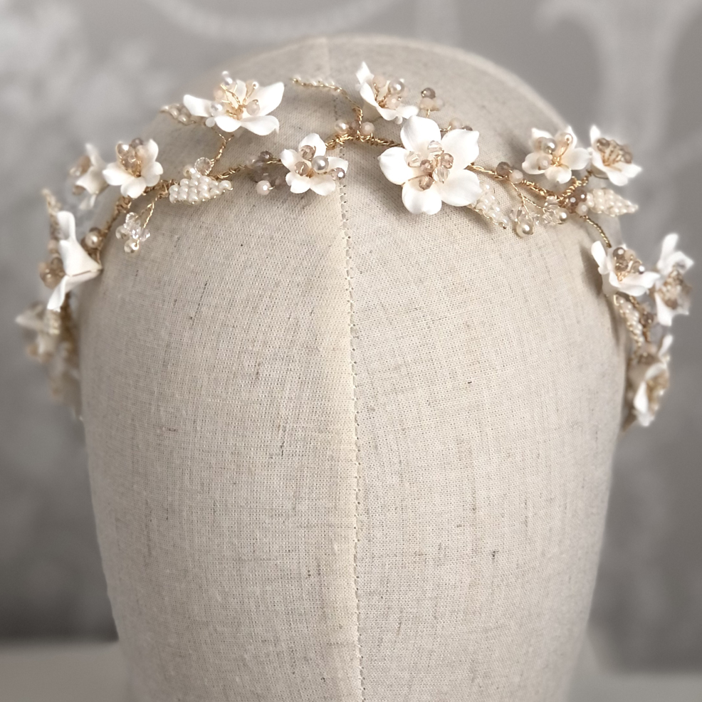 Avery Flower Hair Vine on head