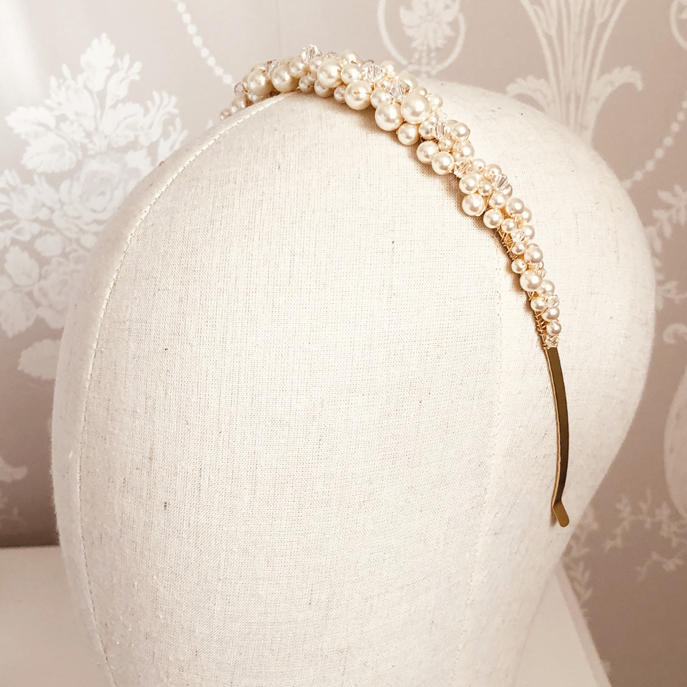 Charlie Pearl Headband on head