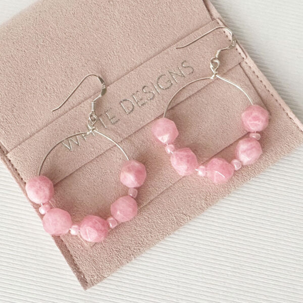 Pink Hoop Earrings with gift pouch