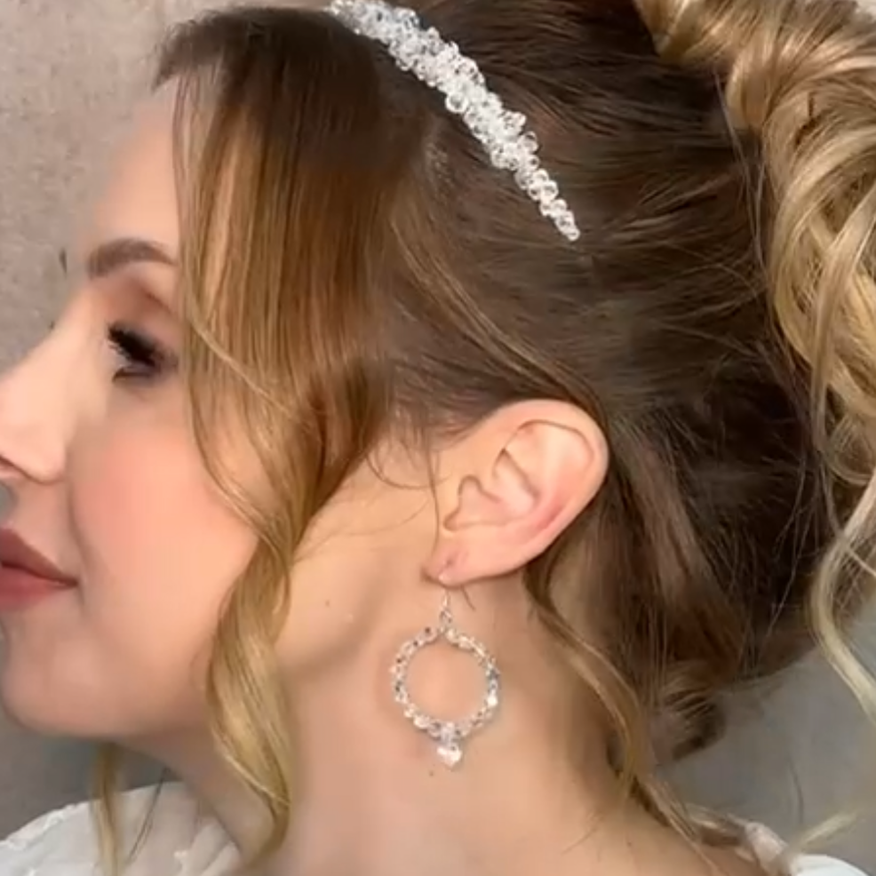 Abby Hoop Earrings on model